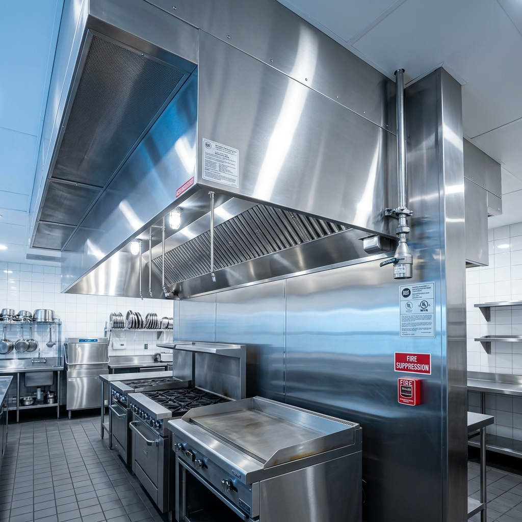 Hotte de cuisine professionnelle conforme et parfaitement propre